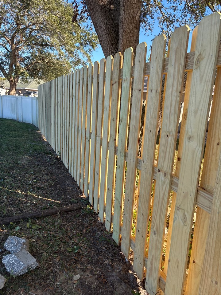 Port Orange, FL - Today we replaced a 6’ wood shadow box fence line for a customer in port orange. happy to help this family close their back yard so they can have a safe space for their kids. Port Orange, FL - Today we replaced a 6’ wood shadow box fence line for a customer in port orange. happy to help this family close their back yard so they can have a safe space for their kids.