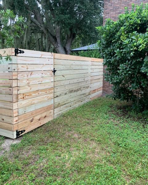 Port Orange, FL -
An new homeowner contacted us to enclose their backyard for their kids and fur babies. The previous homeowner started a horizontal wood fence but never had the time to finish it. We gave the new owner their options and they elected for us to complete the rest of the fence to match what the previous owner started. We ended up installing over 200 feet of fence with one walk gate and a double drive gate. Port Orange, FL -
An new homeowner contacted us to enclose their backyard for their kids and fur babies. The previous homeowner started a horizontal wood fence but never had the time to finish it. We gave the new owner their options and they elected for us to complete the rest of the fence to match what the previous owner started. We ended up installing over 200 feet of fence with one walk gate and a double drive gate.